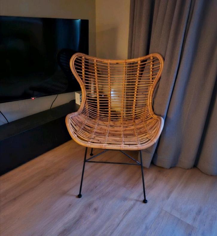 Vintage Vlinderstoel van Rotan, Huis en Inrichting, Stoelen, Gebruikt, Eén, Riet of Rotan, Bruin, Ophalen
