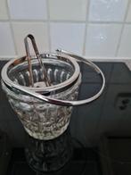 Antieke ijsemmertje met verzilverde ijstang en rand, Antiek en Kunst, Antiek | Glas en Kristal, Ophalen of Verzenden