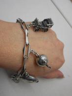 Zilveren Closed Forever armband met 6 grote bedels nr.052, Sieraden, Tassen en Uiterlijk, Armbanden, Verzenden, Zilver, Zilver
