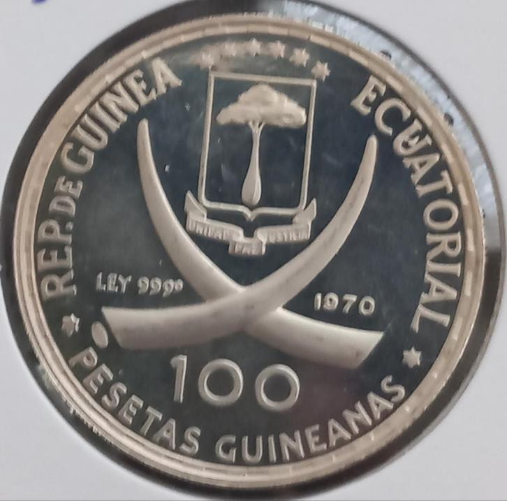 Equatoriaal-Guinea 100 Pesetas 1970 (zilver) - Dürer, Postzegels en Munten, Munten | Afrika, Losse munt, Overige landen, Zilver