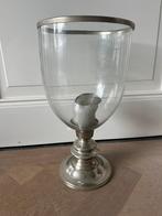 Windlicht glas met chroom, uit woonwinkel, Huis en Inrichting, Woonaccessoires | Vazen, Ophalen, Overige kleuren, Minder dan 50 cm