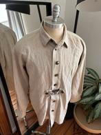 Prachtige linnen mix trachten blouse maat 41-41/L, Verzenden, Zo goed als nieuw, Blauw, Halswijdte 41/42 (L)
