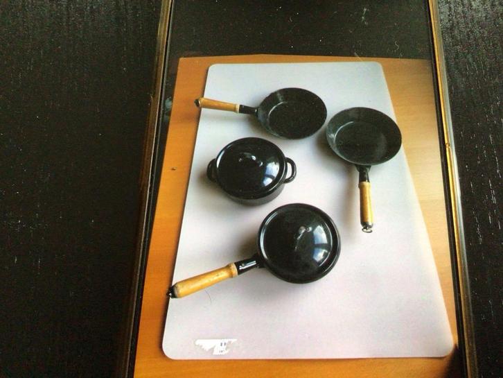 Emaille Pannetjes - Set van 4, Antiek en Kunst, Antiek | Emaille, Ophalen of Verzenden