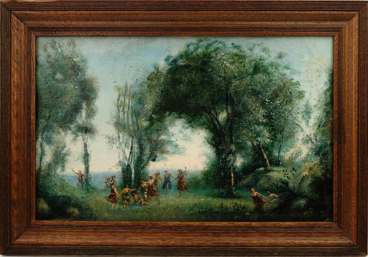 Schilderij gesigneerd Corot, Antiek en Kunst, Kunst | Schilderijen | Klassiek, Ophalen of Verzenden