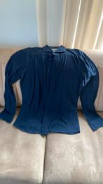Blouse maat 41 / 16 donker blauw knitted shirt, Ophalen of Verzenden, Zo goed als nieuw