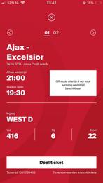 Twee kaartjes Ajax-excelsior naast elkaar, Tickets en Kaartjes