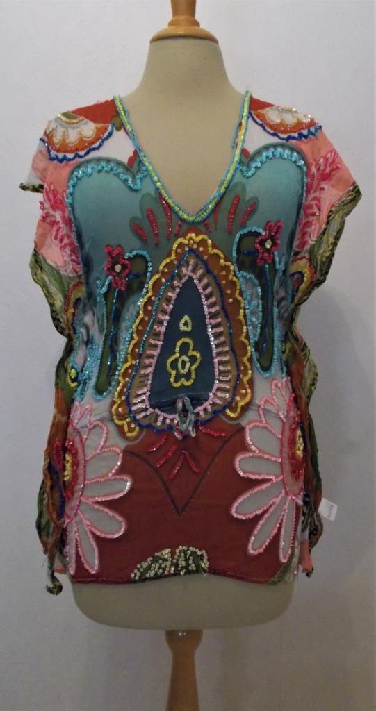 Boho look mooie bewerkte tuniek van Beauregard! L, Kleding | Dames, Tops, Zo goed als nieuw, Maat 42/44 (L), Blauw, Korte mouw