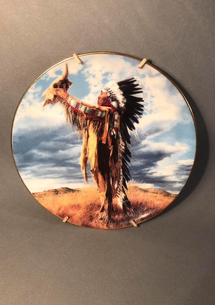 Mooi decoratief sierbord, wandbord met Indiaan, Antiek en Kunst, Antiek | Wandborden en Tegels, Ophalen of Verzenden