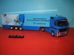Gerling  MERCEDES met oplegger  Herpa  L-blauw, Ophalen of Verzenden, Nieuw, Bus of Vrachtwagen, Herpa