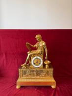 Grote antieke empire pendule rond 1810 met touwtjes uurwerk, Antiek en Kunst, Antiek | Klokken, Ophalen of Verzenden