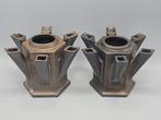 Set van 2 Bronze Jan v.d. Vaart tulpentoren vaas., Ophalen
