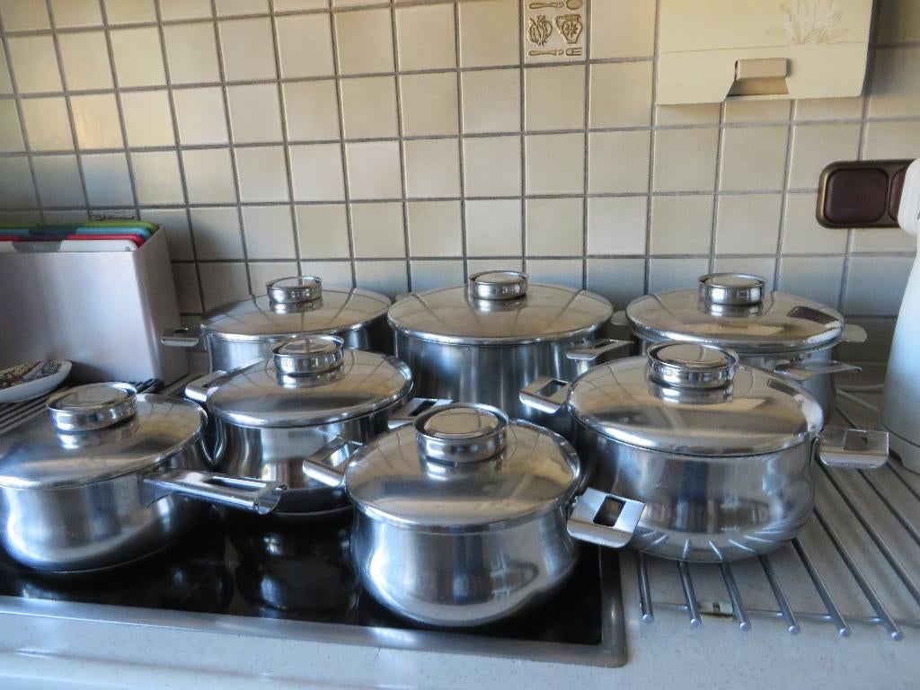 Panneneset Demeyere type Venus, Huis en Inrichting, Ophalen, Keramische plaat, Pannenset, Zo goed als nieuw