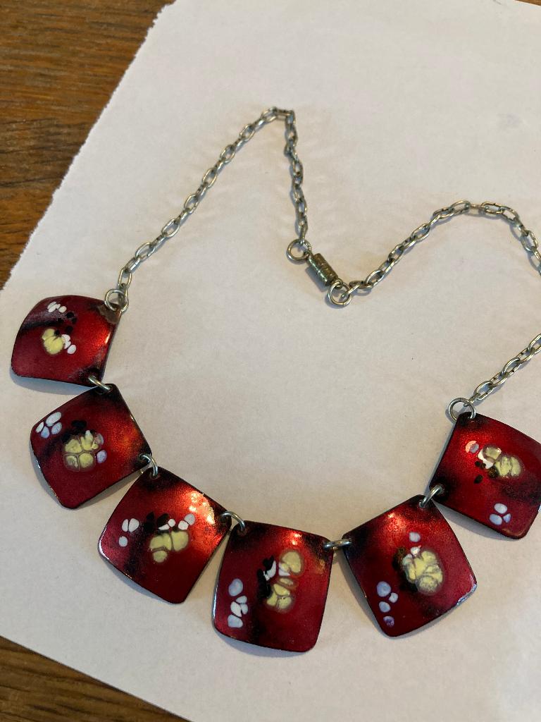 Vintage koper emaille ketting collier oriëntaals boho chique, Sieraden, Tassen en Uiterlijk, Kettingen, Ophalen of Verzenden, Zo goed als nieuw