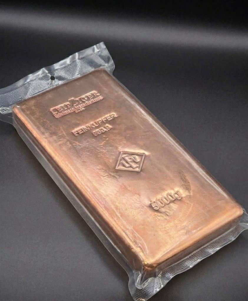 Te koop: 10 stuks 5KG Feinkupfer 999,9 koperbaren, Postzegels en Munten, Edelmetalen en Baren, Ophalen of Verzenden