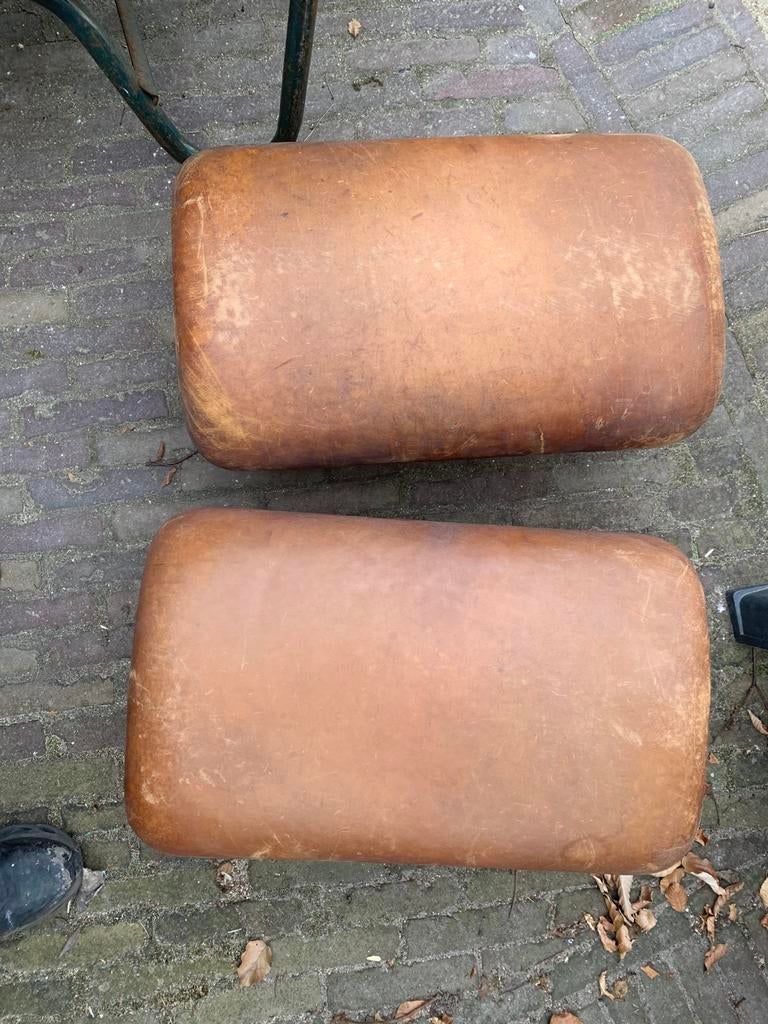 Bok retro leer jansen fritsen art deco 35x75 poef, Ophalen, Minder dan 50 cm, Gebruikt, Sporttoestel