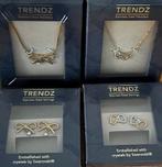 Trendz goudkleurig ketting & oorbellen Swarovski crystal -2x, Ophalen of Verzenden, Nieuw, Goud, Overige materialen