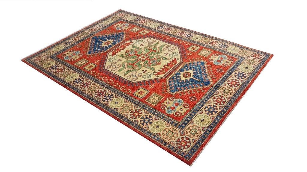Handgeknoopt KAZAK Perzisch tapijt 210x152/kleed/kelim/Loper, 100 tot 150 cm, Www.simatapijten.nl, Nieuw, Ophalen of Verzenden