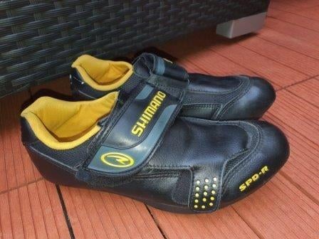 Shimano mt.40 wielerschoenen zwart leer met spd clicks, Ophalen of Verzenden, Gebruikt, Schoenen