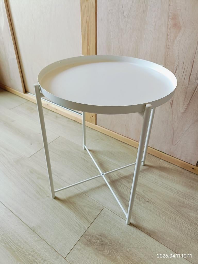 2x GLADOM Bijzettafel wit 45x53 cm, Ophalen, Nieuw, Metaal of Aluminium