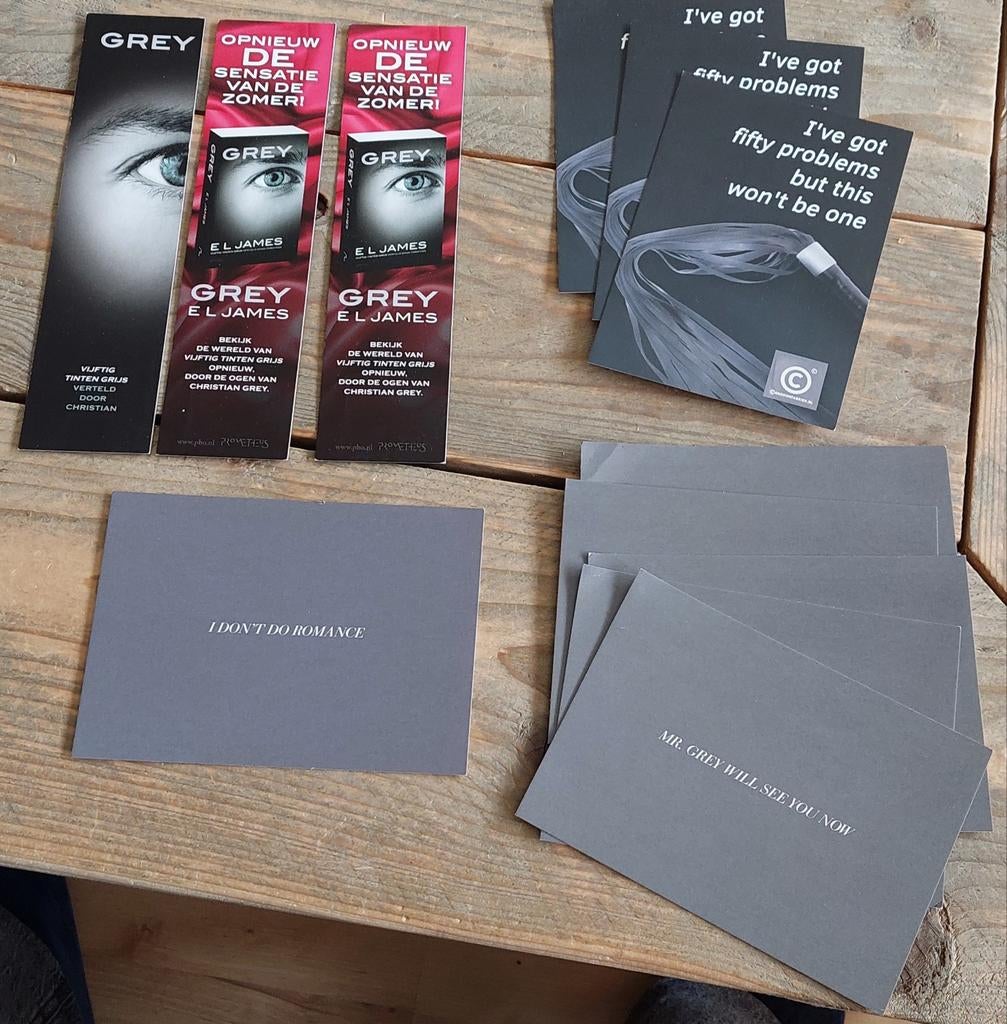 Boomerang kaarten + boekenleggers 50 shades of Grey, Ophalen of Verzenden, 1980 tot heden, Ongelopen