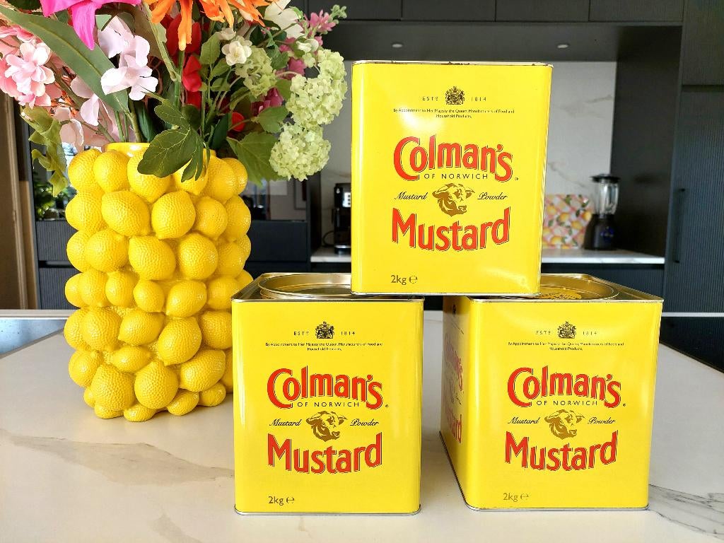 Coman's mustard blikken BLOSSOM BROCANTE, Ophalen of Verzenden, Gebruikt, Overige