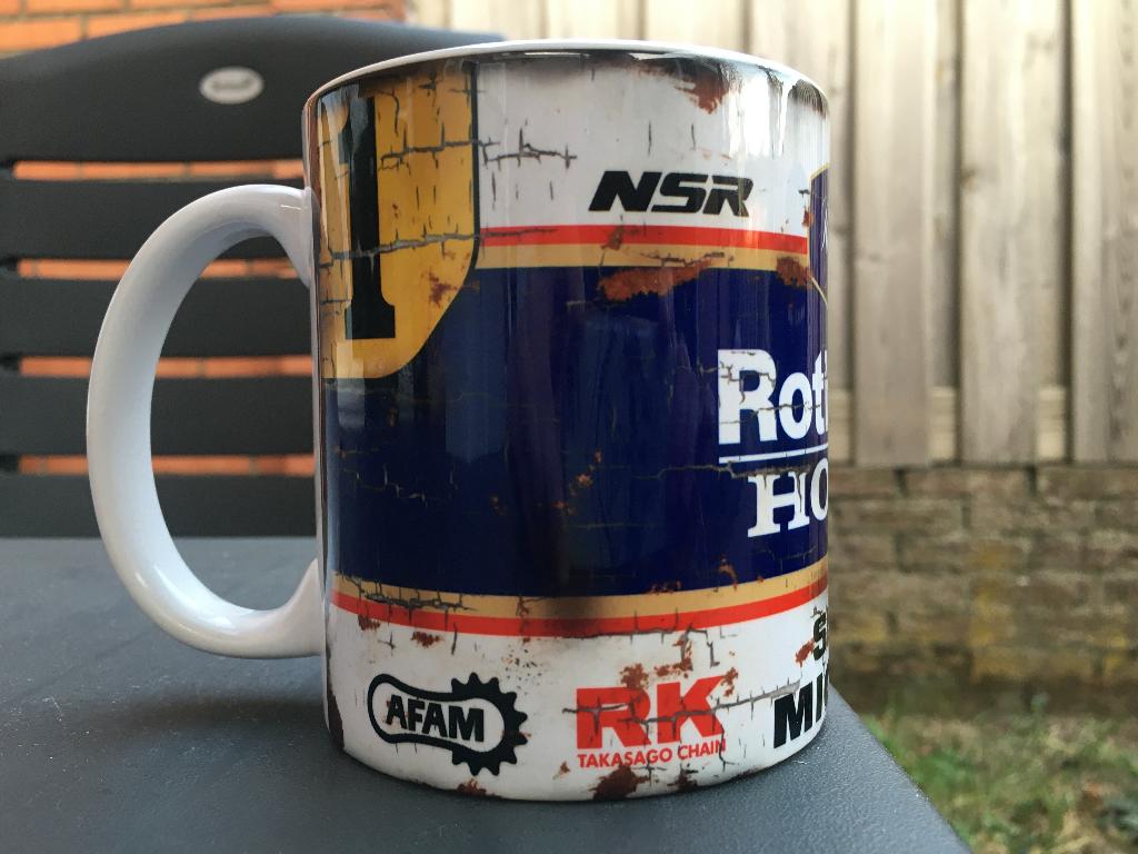 ✅ Eddie Lawson Rothmans Honda mok Vintage olie Motorsport, Ophalen of Verzenden, Nieuw, Motoren