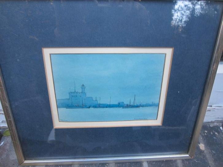 RHODOS, Mooi Blauw werk van Poppe Damave (P.Scheen ), Antiek en Kunst, Kunst | Schilderijen | Klassiek, Ophalen of Verzenden