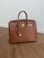 Bruine leren tas met gouden hardware, Ophalen of Verzenden, Zo goed als nieuw, Bruin, Handtas