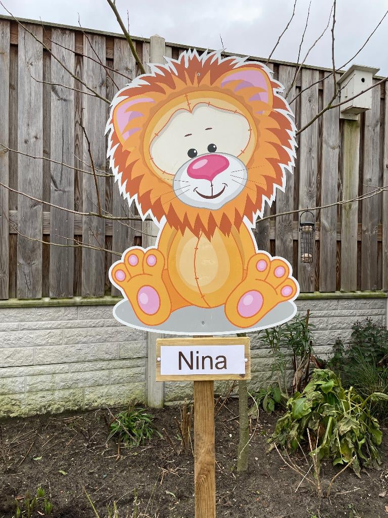 Geboortebord LEEUW huren huur babyspullen jongen meisje, Ophalen, Zo goed als nieuw, Geboortebord