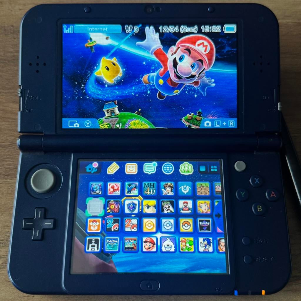 New 3DS XL Krasvrije IPS Schermen 32 GB, Met games, Blauw, Nieuw, 3DS XL