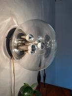 Vintage space age ‘Globe’ wandlamp, Glashütte Limburg ‘70, Ophalen of Verzenden, Zo goed als nieuw, Glas, Vintage retro buisframe design rotan webbing papercord deens