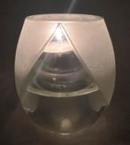 Zwaar glas waxinehouder van gesatineerd en helder glas., Antiek en Kunst, Antiek | Glas en Kristal, Ophalen of Verzenden