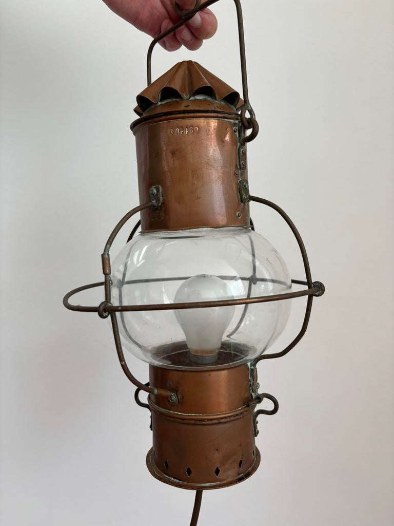 Koperen scheepslamp, Verzamelen, Ophalen, Gebruikt, Motorboot of Zeilboot