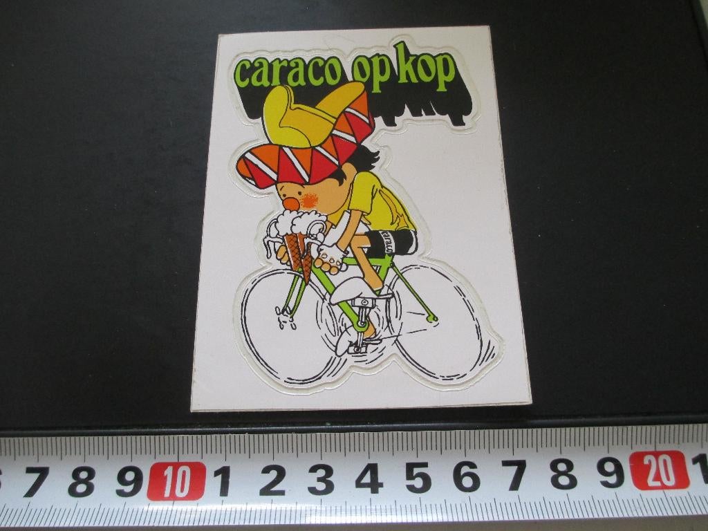 sticker ijs caraco op kop strip fiets wielrennen *, Ophalen, Zo goed als nieuw