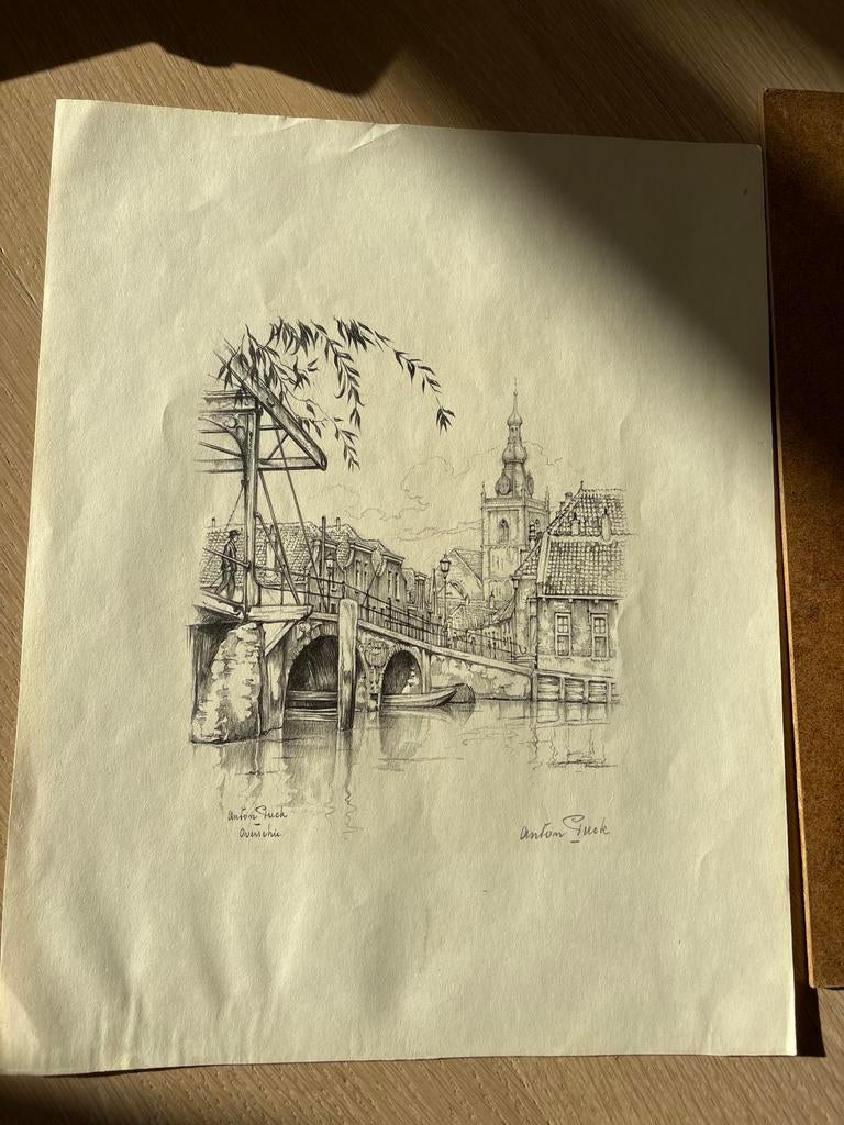Prent van ANTON PIECK met originele potlood handtekening, Ophalen of Verzenden