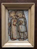 Vintage ingelijste prent: Eerste Communie kinderen, Ophalen of Verzenden, Zo goed als nieuw, Voor 1940, Prent