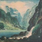 Albert Hemelman (1883-1951): Bergen en bergmeer, litho, Antiek en Kunst, Kunst | Litho's en Zeefdrukken, Ophalen of Verzenden