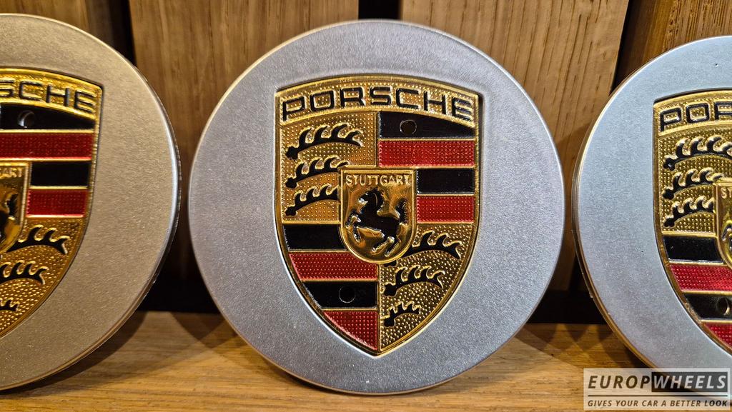 Porsche Naafdoppen grijs 75 mm set van 4 stuks