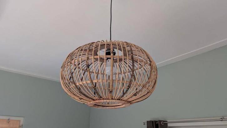 Lampenkap Boreas bamboe - diameter 50 cm, hoogte 30 cm, Huis en Inrichting, Lampen | Lampenkappen, Zo goed als nieuw, 25 tot 50 cm