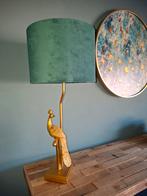 Elegante gouden pauw lamp met groene kap, Ophalen, Zo goed als nieuw, Stof, Elegant