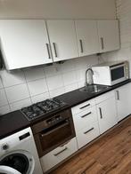 Complete rechte keuken met koelkast, oven, fornuis en afzuig, Huis en Inrichting, Keuken | Complete keukens, Gebruikt, Wit, Enkelwandige keuken