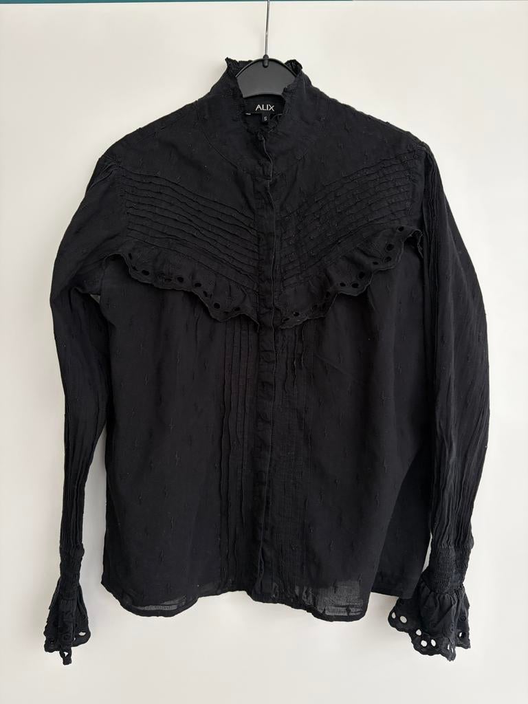 Alix zwarte broderie blouse maat S, Ophalen of Verzenden, Gedragen, Maat 36 (S), Zwart