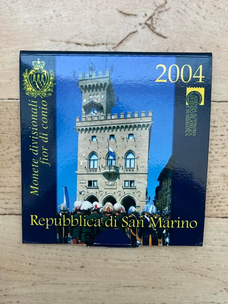 BU set San Marino 2004 Blister - 1 cent tm 2 euro + 5 euro, Setje, Zilver, San Marino, Overige waardes