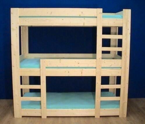 stevige 3-persoons stapelbed in verschillende matrasmaten, Kinderen en Baby's, Kinderkamer | Bedden, Nieuw, 180 cm of meer, 85 tot 100 cm