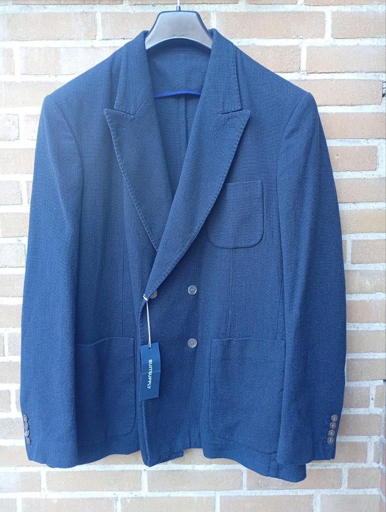Suitsupply double breasted cotton blazer, Kleding | Heren, Kostuums en Colberts, Nieuw, Maat 48/50 (M), Blauw, Ophalen of Verzenden