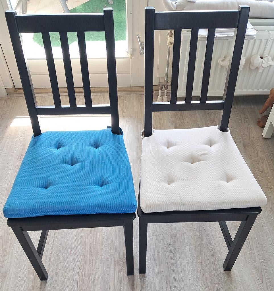 4x Ikea Stefan stoelen zwart met kussens, Ophalen, Wit, Vier