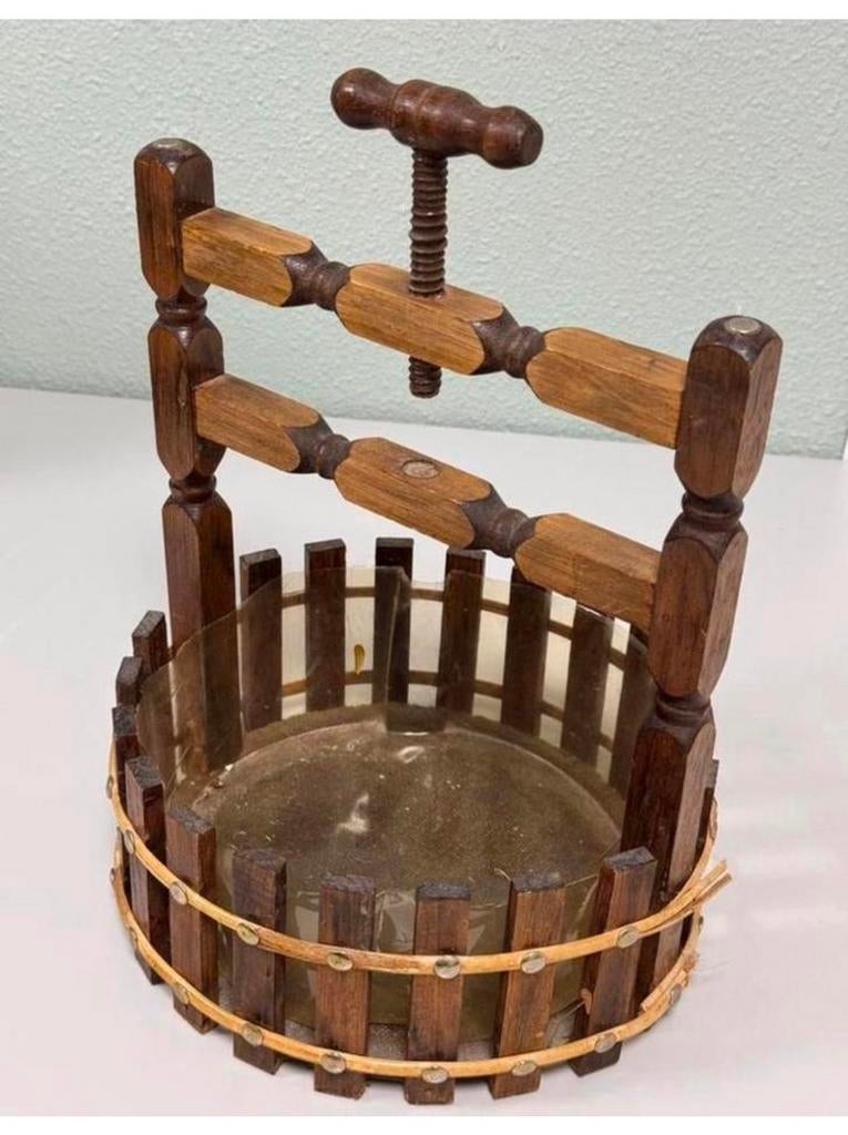 Antiek Vintage 1950 houten hout wensput mand notenkraker, Antiek en Kunst, Curiosa en Brocante, Ophalen of Verzenden