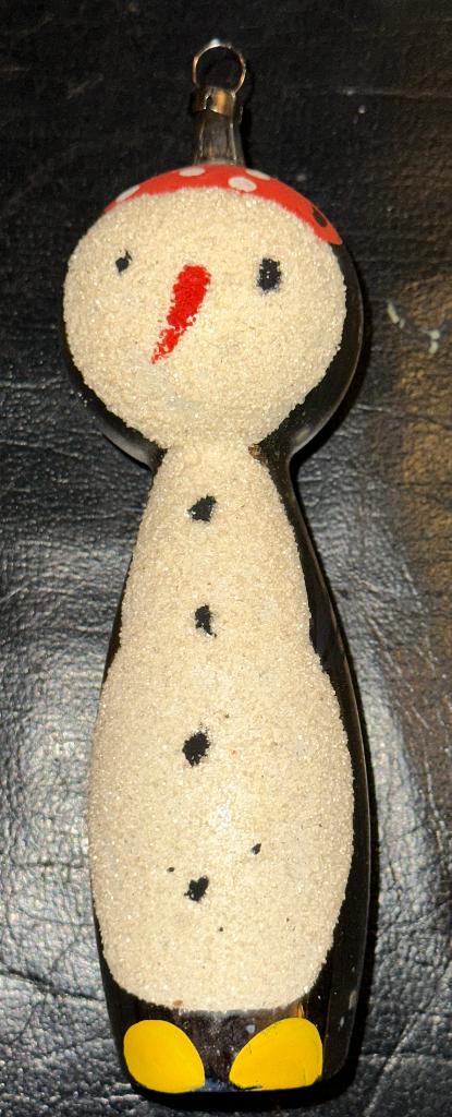 Antiek kerstboom ornament gesuikerde zilverglas sneeuwpop, Ophalen, Gebruikt