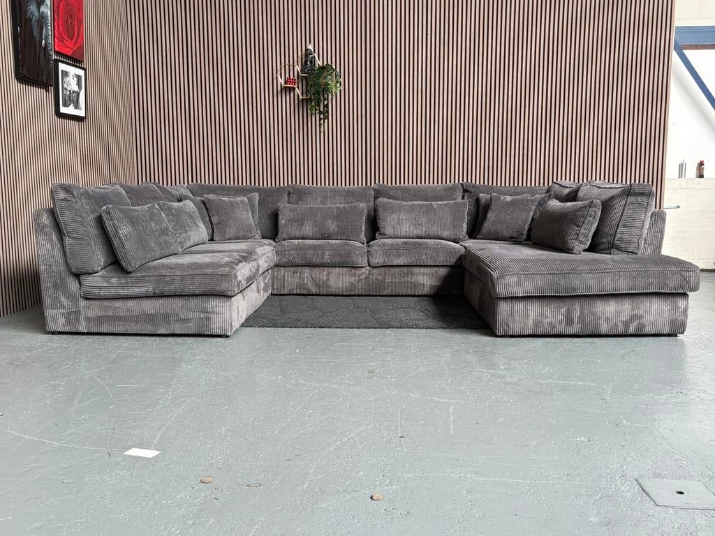 GRATIS LEVERING Ribstof U-Bank Grijs 365x255x255 GEREINIGD
