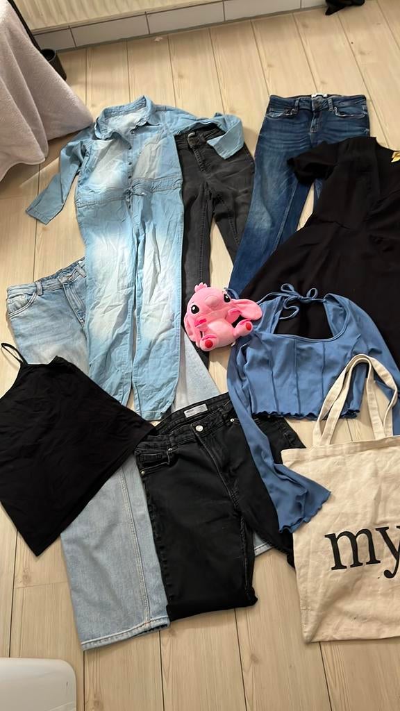 164 170 set zomer meisjes xs s wide leg kort broek zwart top, Ophalen of Verzenden, Zo goed als nieuw, Maat 164